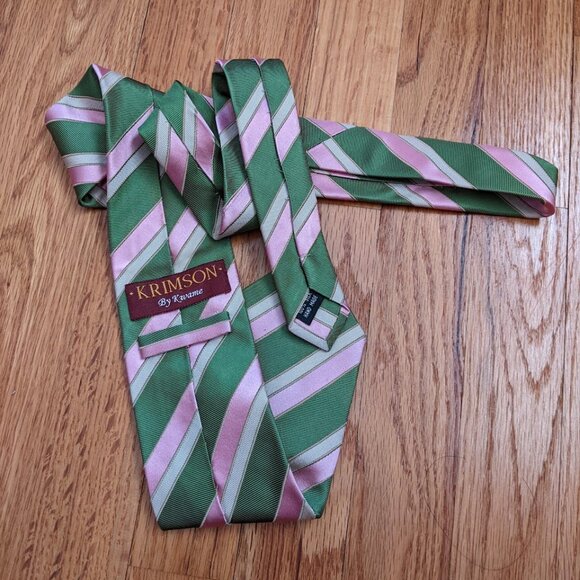 3.5" Necktie - Green/Pink/Cream - Picture 2 of 5